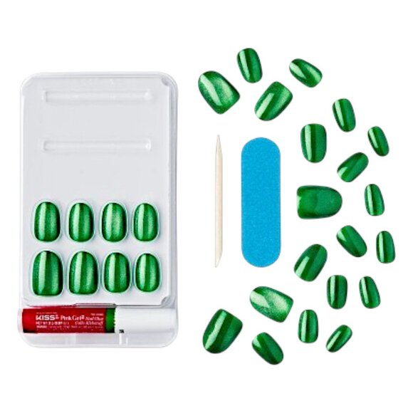 KISS x WICKED Press-On Nails – “You’re Green?!” Short Oval, 28ct Limited Edition - Picture 6 of 8
